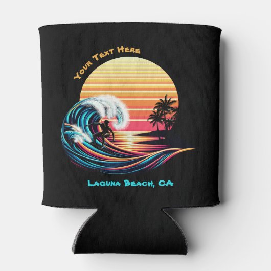 Surfen op zonsondergang blikjeskoeler (Achterkant)