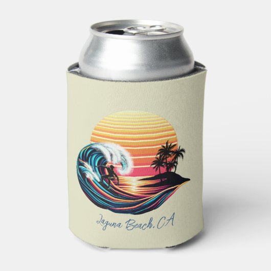 Surfen op zonsondergang blikjeskoeler (Blikje Voorkant)