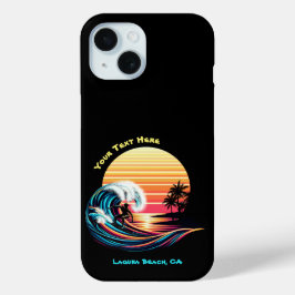 Surfen op zonsondergang iPhone 15 case