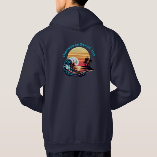 Surfen op zonsondergang hoodie (Achterkant)