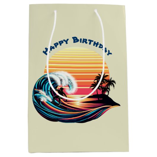 Surfen op zonsondergang medium cadeauzakje (Voorkant)