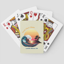 Surfen op zonsondergang pokerkaarten