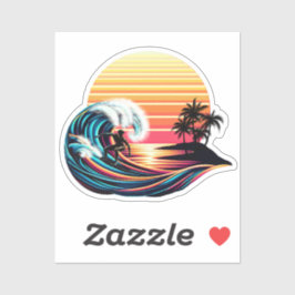 Surfen op zonsondergang sticker