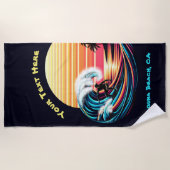 Surfen op zonsondergang strandlaken (Voorkant)