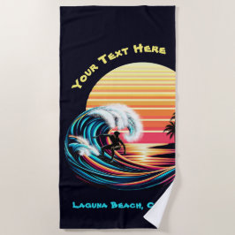 Surfen op zonsondergang strandlaken