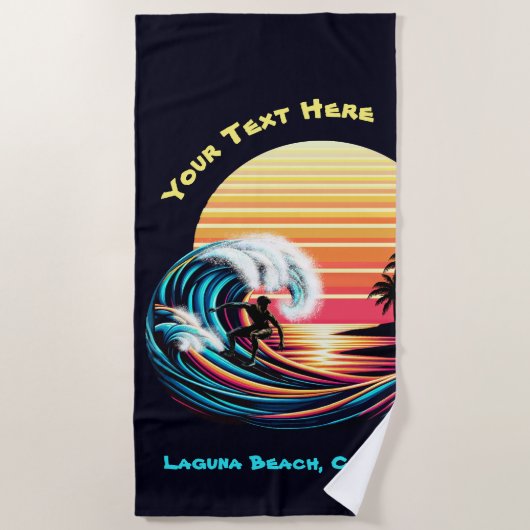 Surfen op zonsondergang strandlaken (Voorkant)