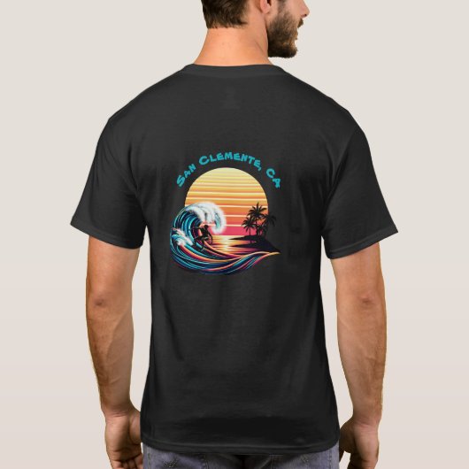 Surfen op zonsondergang t-shirt (Achterkant)