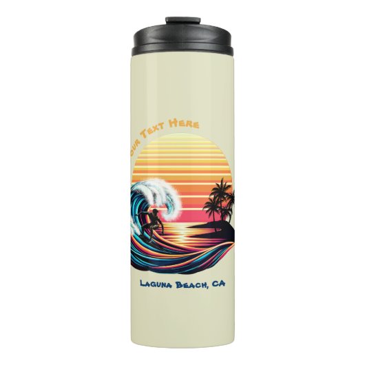 Surfen op zonsondergang thermosbeker (Voorkant)