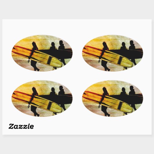 Surfen Ovale Sticker (Vel)