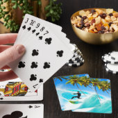 Surfen over een grote golf pokerkaarten (Insitu)