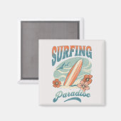 Surfen Paradise retro stijl ontwerp Magneet (Voorkant / Achterkant)