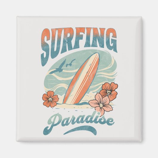 Surfen Paradise retro stijl ontwerp Magneet (Voorkant)