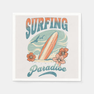 Surfen Paradise retro stijl ontwerp Servet