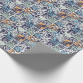 Surfen patchwork: grunge patroon cadeaupapier (Hoek)