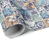 Surfen patchwork: grunge patroon cadeaupapier (Rol Hoek)