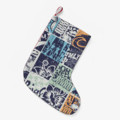 Surfen patchwork: grunge patroon kleine kerstsok (Voorkant (Hangend))
