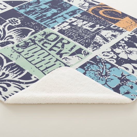 Surfen patchwork: grunge  patroon sherpa deken (3/4)