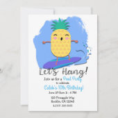 Surfen Pineapple Zomer Verjaardag Zwembad Zwemfees Kaart (Voorkant)