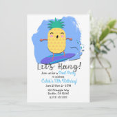 Surfen Pineapple Zomer Verjaardag Zwembad Zwemfees Kaart (Staand voorkant)