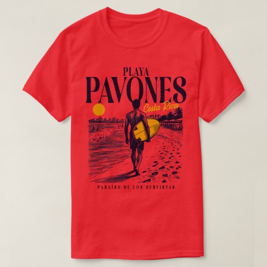  surfen Playa Pavones Costa Rica Retro Sur T-shirt (Design voorkant)