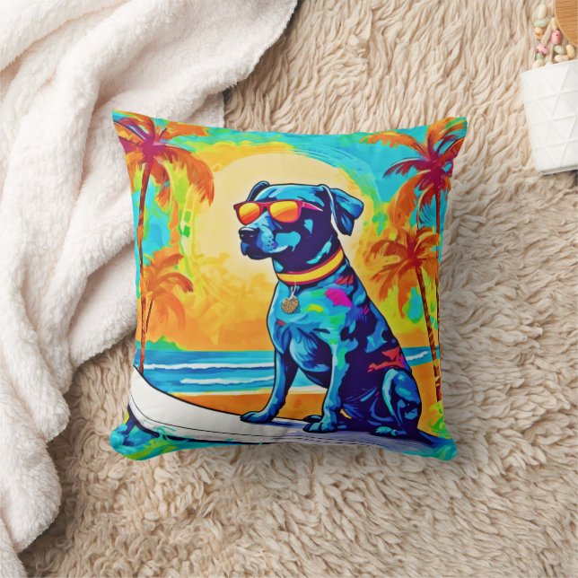Surfen Pooch: Beach zonnebril Kussen (Deken)