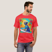 Surfen Pooch: Beach zonnebril T-shirt (Voorkant volledig)