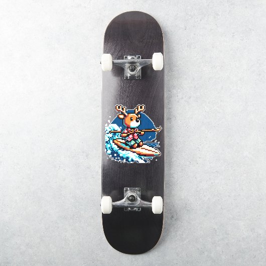 Surfen Rendier - Grappig Pixel Art Holiday Design Sticker (Skateboard)