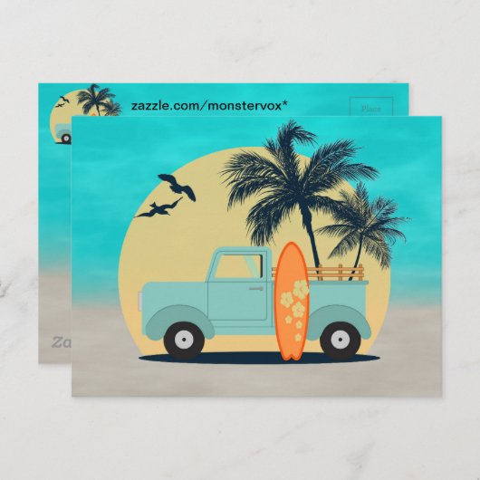 Surfen Retro Briefkaart (Voorkant / Achterkant)