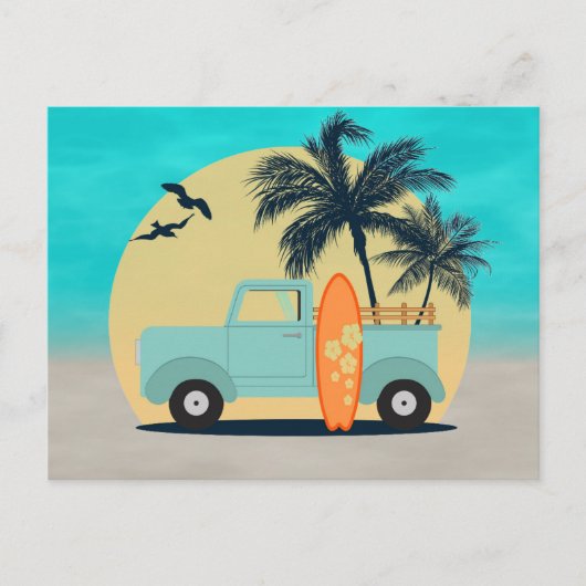 Surfen Retro Briefkaart (Voorkant)