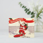Surfen Retro Santa Briefkaart (Staand voorkant)