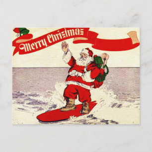 Surfen Retro Santa Briefkaart
