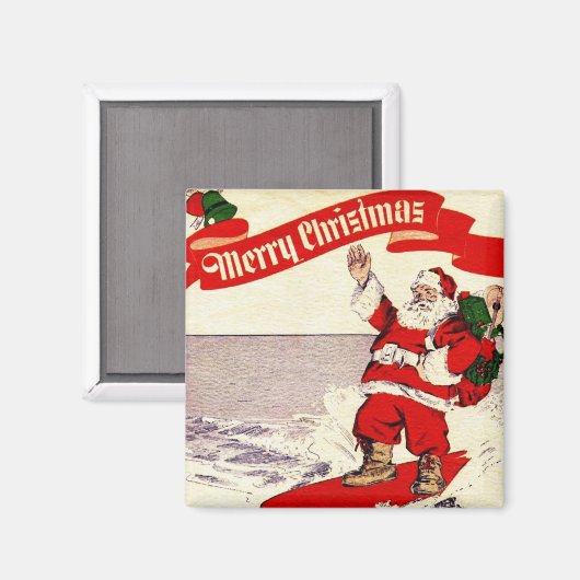 Surfen Retro Santa Magnet (Voorkant / Achterkant)