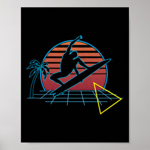 Surfen Retro Vintage Surfer 80s Stijl Poster