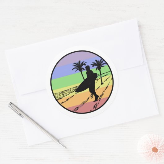 Surfen Ronde Sticker (Envelop)