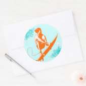 Surfen Ronde Sticker (Envelop)