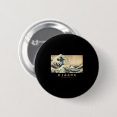 Surfen Samoyed Kanagawa Wave Japanse hond Grappig Ronde Button 5,7 Cm (Voorkant /achterkant)