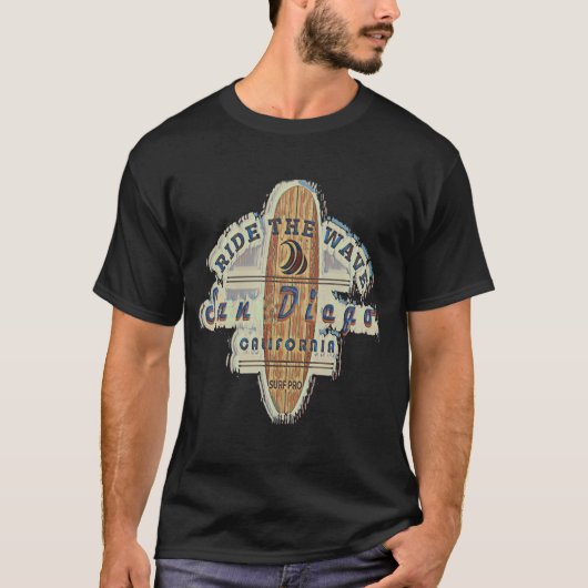 Surfen San Diego  Retro Distress T-shirt (Voorkant)