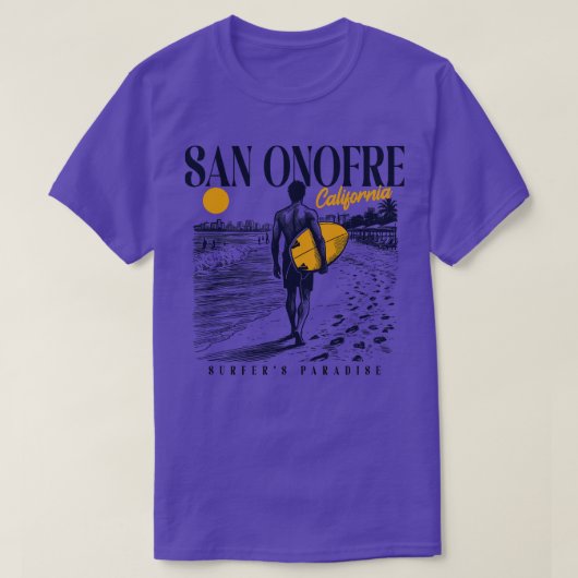  Surfen San Onofre California Retro Surfer T-shirt (Design voorkant)