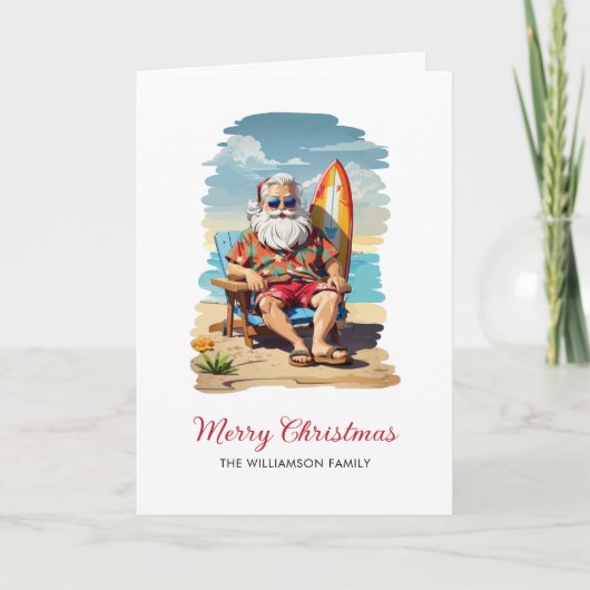 Surfen Santa Beach Kerstvakantie Kaart (Voorkant)