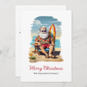 Surfen Santa Beach Kerstvakantie Kaart (Voorkant / Achterkant)