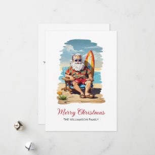 Surfen Santa Beach Kerstvakantie Kaart