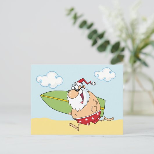 Surfen Santa Briefkaarten (Staand voorkant)