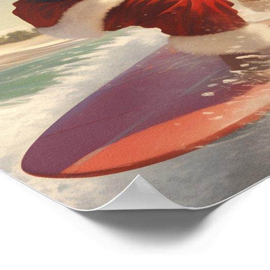 Surfen Santa Claus Vakantie poster (Hoek)