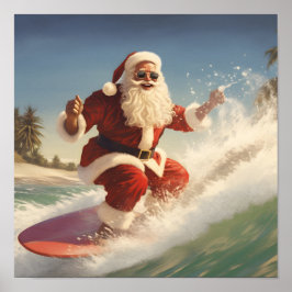 Surfen Santa Claus Vakantie poster