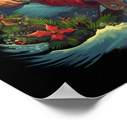 Surfen Santa Claus Vakantie poster (Hoek)