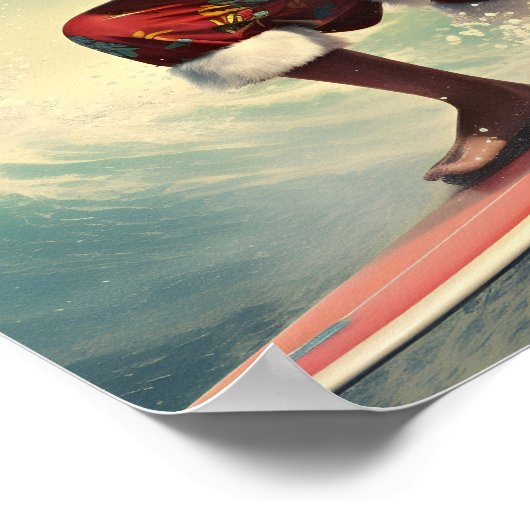 Surfen Santa Claus Vakantie poster (Hoek)