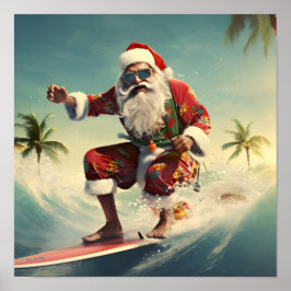 Surfen Santa Claus Vakantie poster