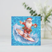 Surfen Santa Merry Christmas Kaart (Staand voorkant)