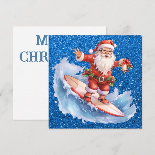 Surfen Santa Merry Christmas Kaart (Voorkant / Achterkant)