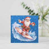 Surfen Santa Merry Christmas Kaart (Staand voorkant)